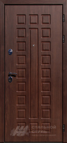 Металлическая фрезерованная дверь (орех) с отделкой МДФ ПВХ - фото